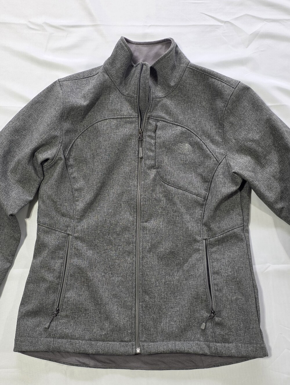 The North Face Women's Large Gray Softshell Full Zip Jacket Fleece Lined